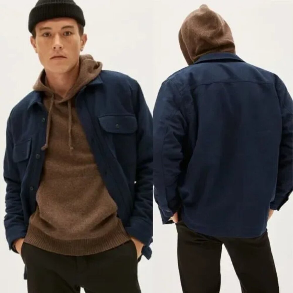 Everlane The ReNew Fleece Lined Heavyweight Overshirt Navy Men's Medium
